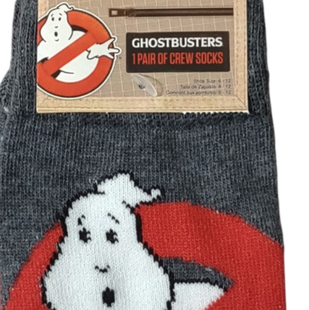 Ghostbusters Crew Socks Mens Unisex Gray Yellow Black Stripe Bundle And Save - Picture 3 of 4